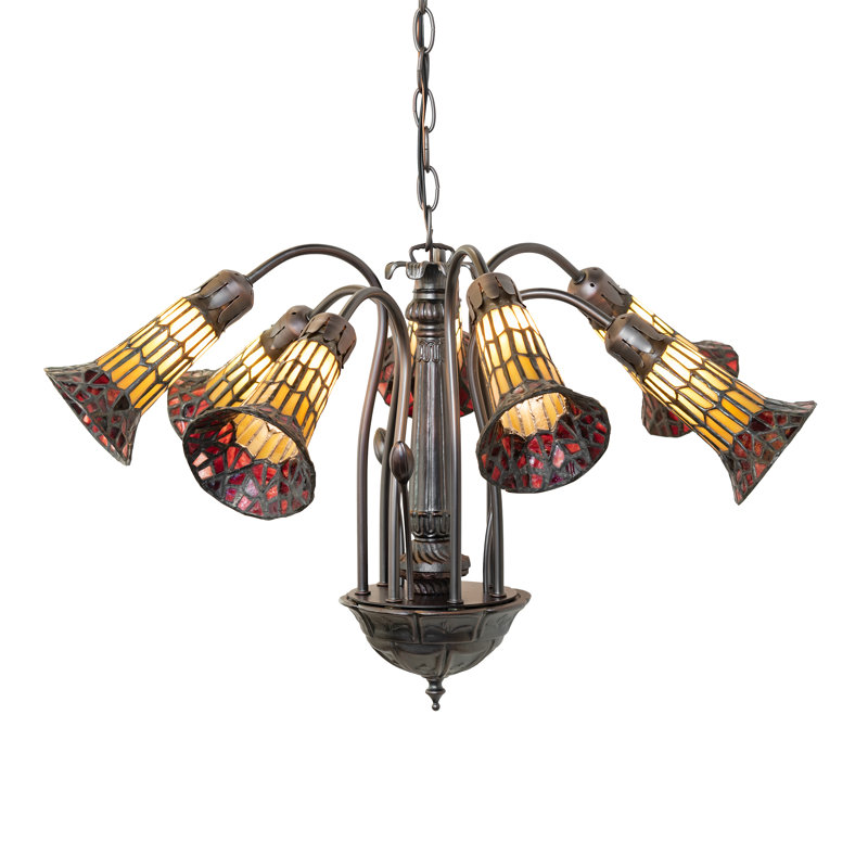 Pond Lily 12 - Light Chandelier, Honey/Red