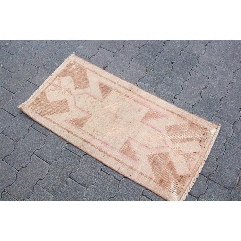 Petit tapis turc rétro Oushak rétro - idéal pour le vestibule et la chambre d'enfant