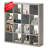 Bookshelf with Storage Bins, 16-Cube Storage Organizer Wooden Bookcase Open Book Shelf, Grey Oak