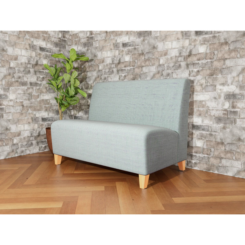 Ravenna Lounge Reception Armless Loveseat, Natural Wood, Chambray Seafoam