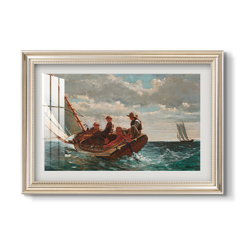 « Brise légère (Un vent favorable) », 1873-1876 - Winslow Homer - Estampe encadrée sur mesure, 16 po x 22 po, Pewter Satin