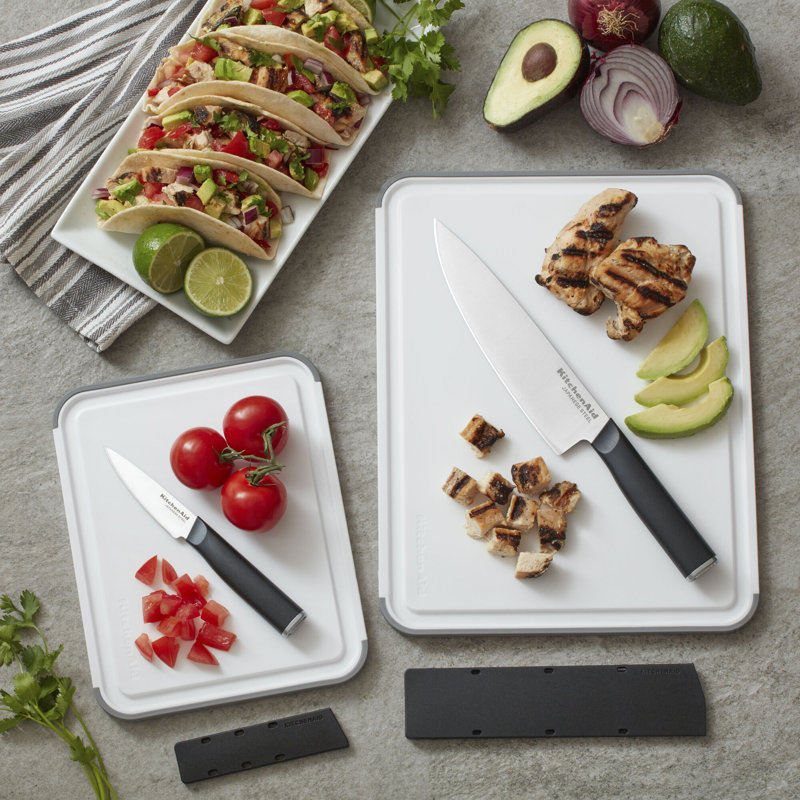 KitchenAid® Classic Nonslip 2 Piece Plastic Cutting Board, White