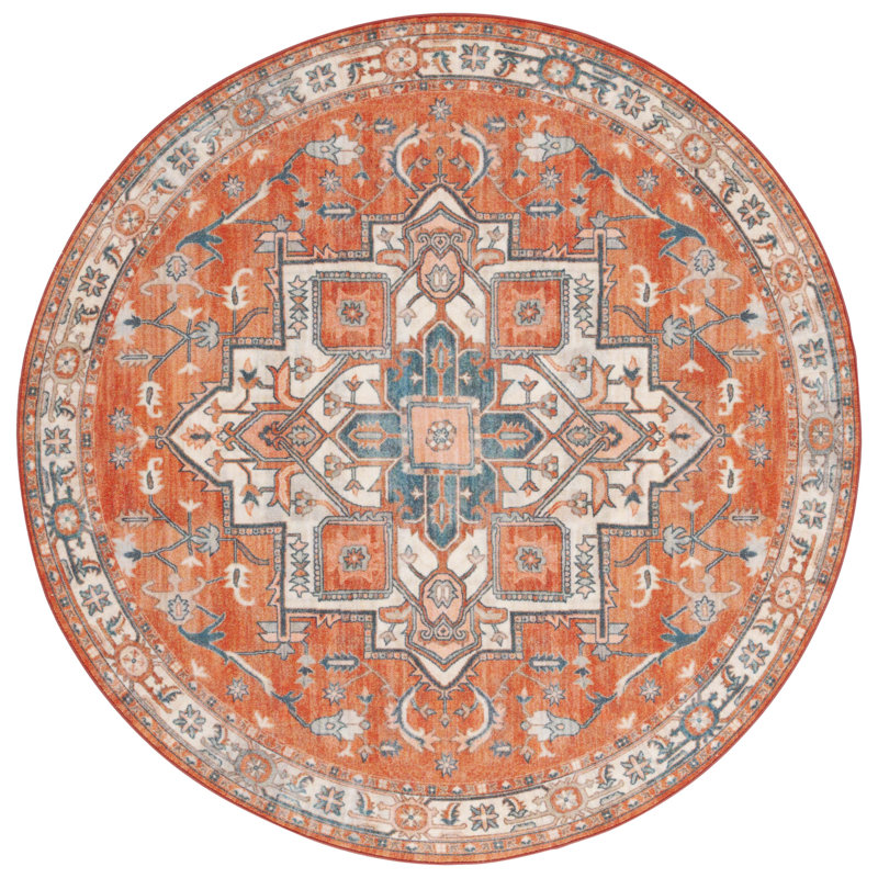 Pavlos Area Rug with Non-Slip Backing, Round 6'7"