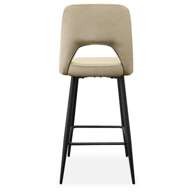 Ensemble de 2 tabourets de bar à dossier creux en velours kaki