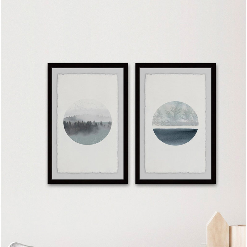 « luna abajo diptych », ensemble de 2 reproductions de peintures à l’aquarelle encadrées, H 24 po x l 16 po x L 1,5 po