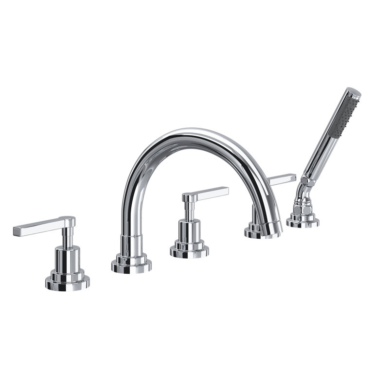 Lombardia® 5-Hole Deck Mount Roman Tub Faucet, Polished Chrome, Lever Handle