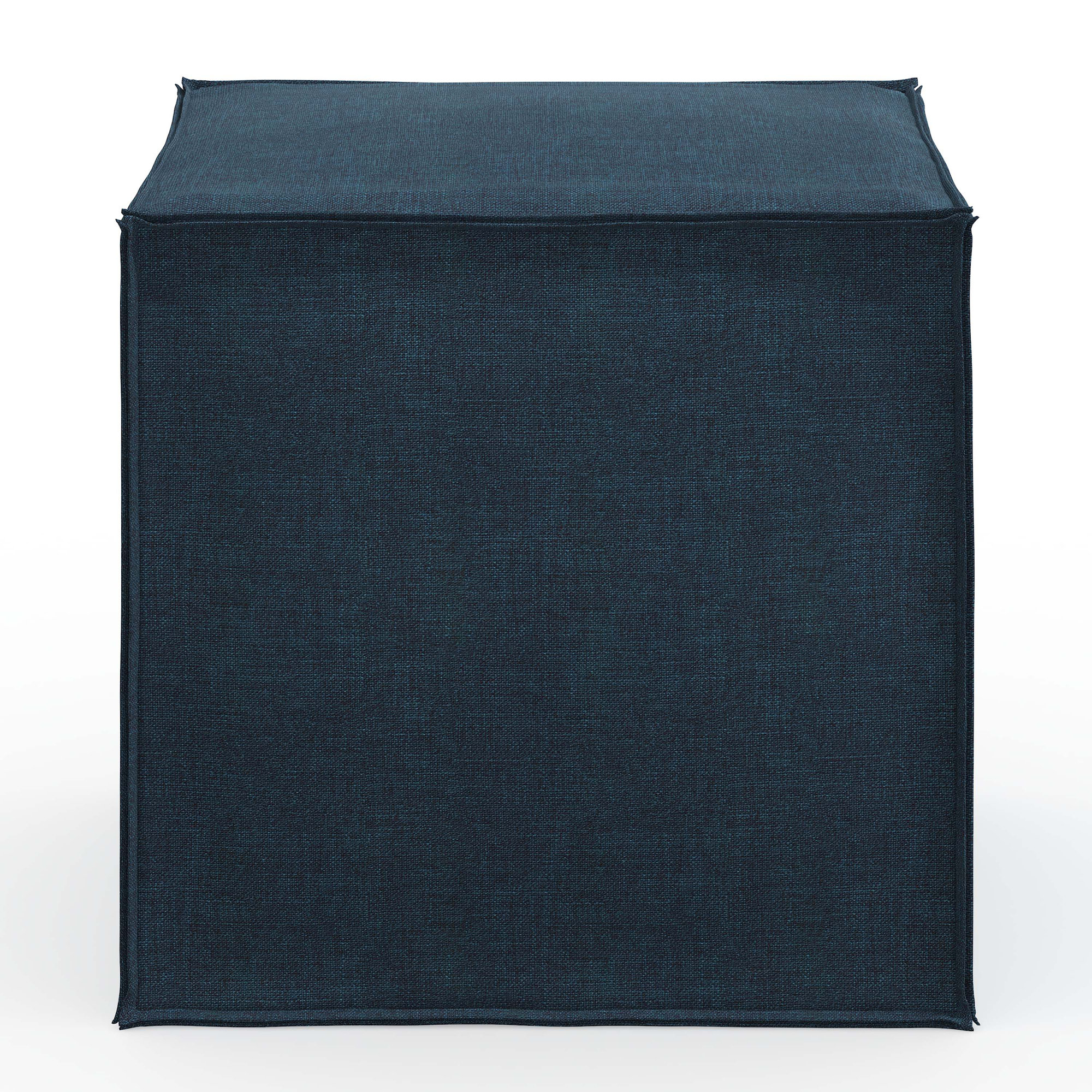 Tillie Upholstered Pouf, Zuma Navy Textured Linen