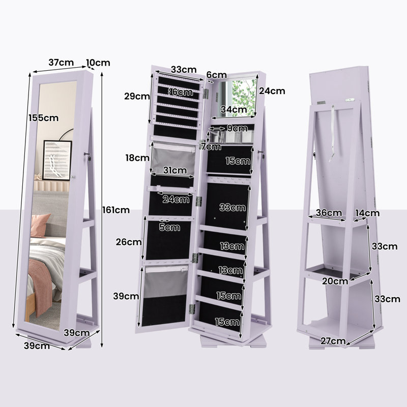 Freestanding Jewelry Armoire, Purple