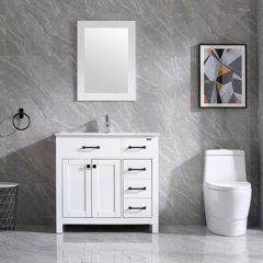 Brescia 30 in. W x 18 in. D x 36 in. H Bath Vanity in Grey with Vanity Top in WH