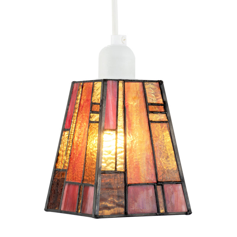 13cm H Glass Square Pendant Shade ( Screw On ), Orange
