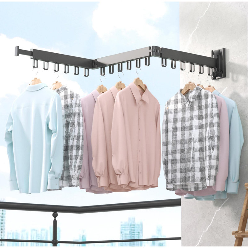 Séchoir à vêtements, économiseur d'espace mural, support solide, séchoir à linge (noir)