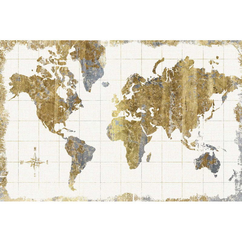 " Gilded Map Linen ", 32" H x 48" W x 1.25" D