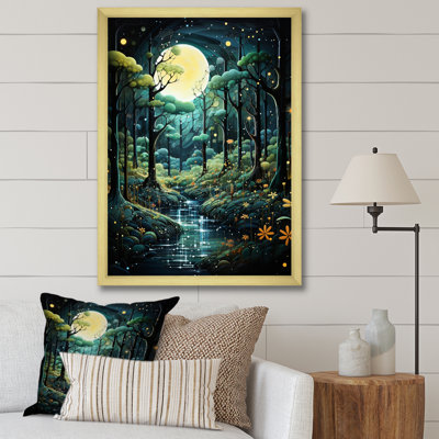 «Forest Enchanted Forest Pointillism IV - Landscape & Nature», reproduction sur toile
