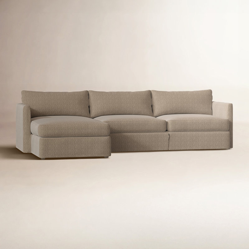 Hartig Upholstered L-Shaped Sectional, Conversation Linen Basketweave, Left Hand Facing