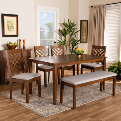 Haisten 6 - Person Rubberwood Solid Wood Dining Set by Wildon Home