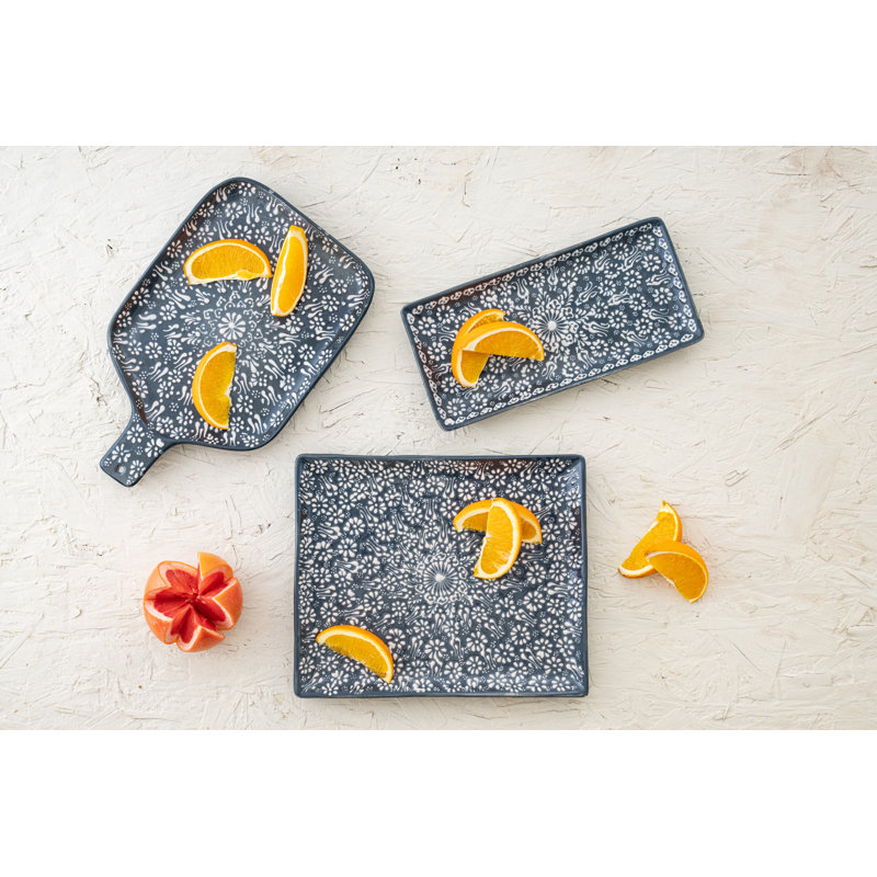 Hand Painted Ceramic Ceramic Tray, Gray