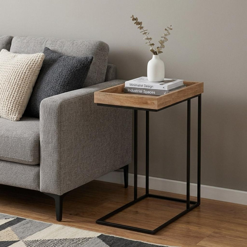24" Natural Metal End Table