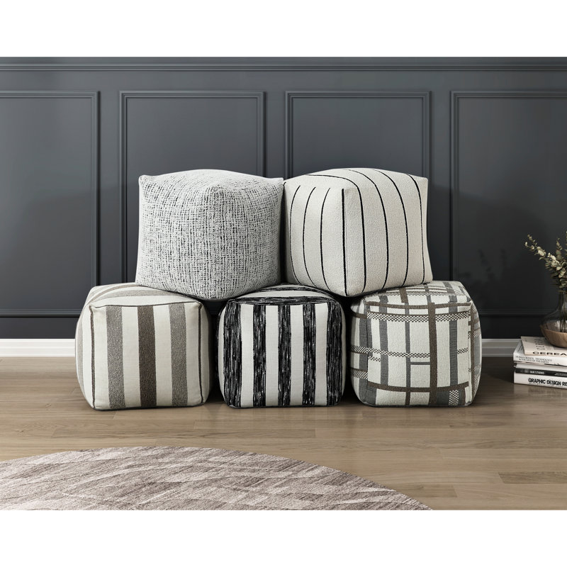 Square Bean Bag Seat - Non-Slip, Spot Clean, Multi-Color Pouf With Zipper Fabric, 16"X16"X16