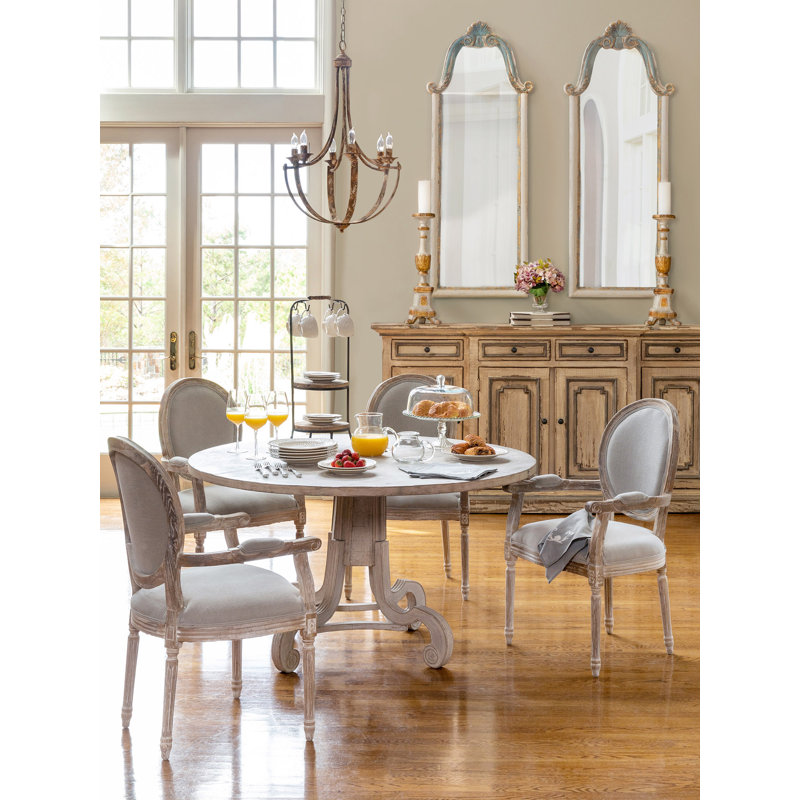 Gray Wood Upholstered Vintage Accent Chair