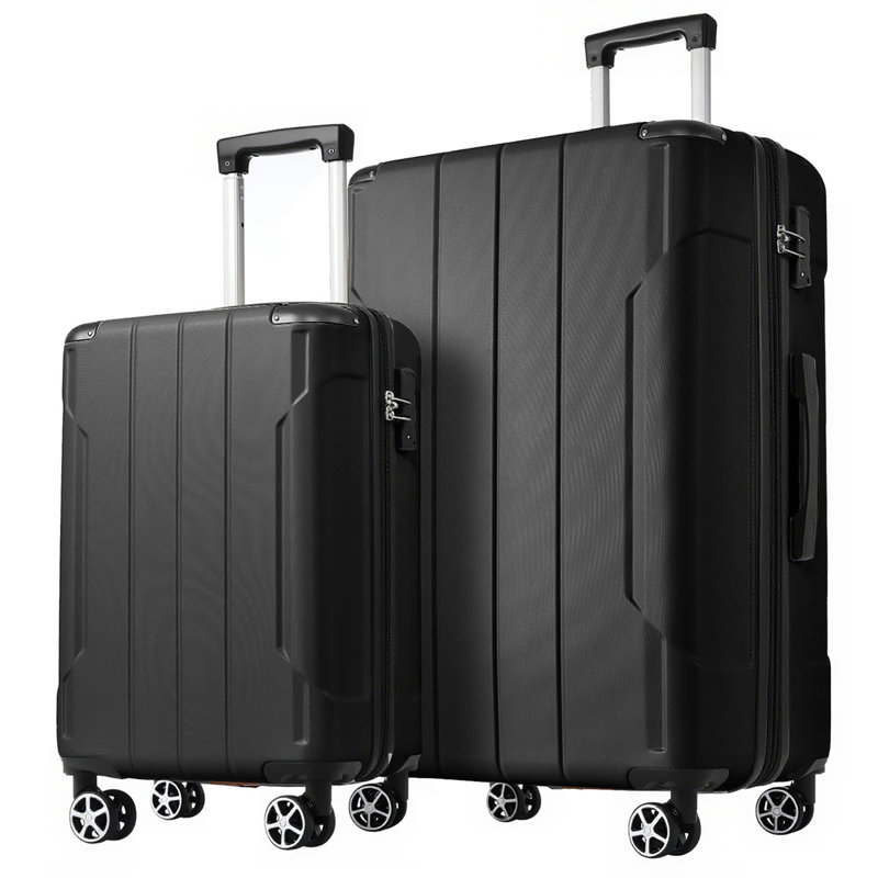 Ensemble de valises extensibles Hardshell en ABS 2 pièces avec roulettes TSA Lock, Noir