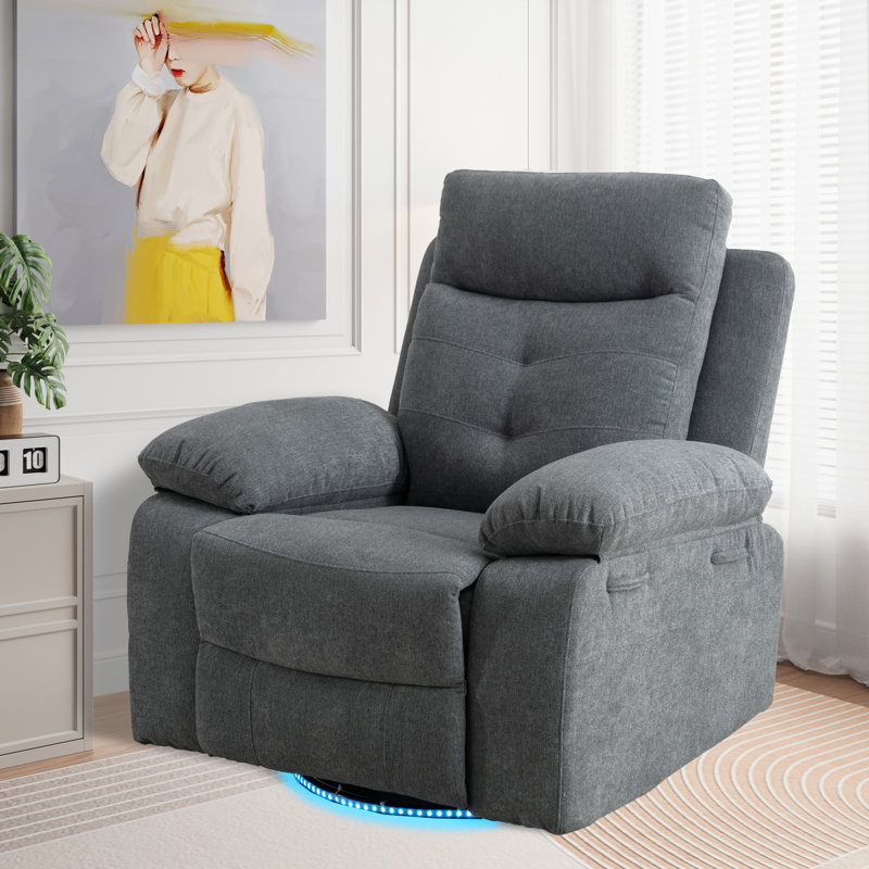 Gray 270 Degree Swivel Glider Power Chair With Bluetooth Speaker, Light Gray
