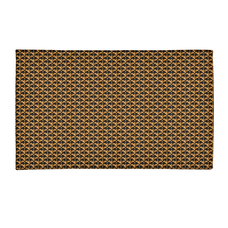 Tapis orange/noir fait main, Rectangle 3 pi x 5 pi
