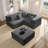 L-Shaped Modular Corduroy Sofa Bed For Living Rooms And Apartments-68016545