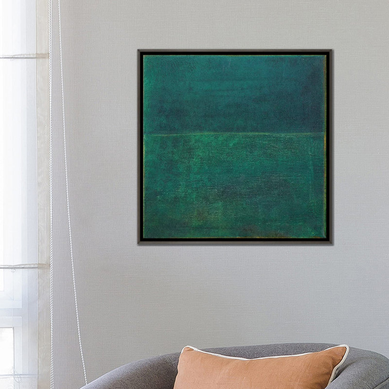 «Green Zen I», reproduction d'art sur toile encadrée, H 26 po x l 26 po, Toile à cadre flottant sans passe-partout, Gris