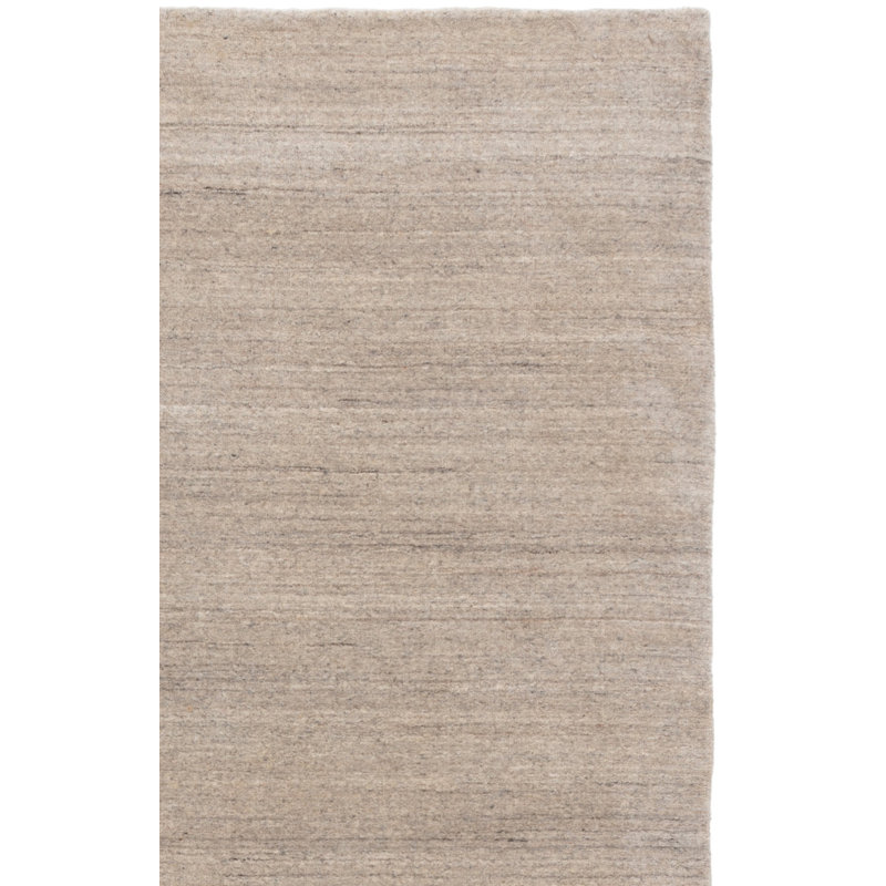Tapis couleur pierre / gris en laine / coton tissé à la main Morano, Rectangle 10 pi x 14 pi
