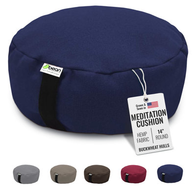 Zafu Meditation Pillow - Natural Hemp Yoga Pillow For Sitting On Floor With Organic Buckwheat Fill, Zen Kneeling Prayer Pad
