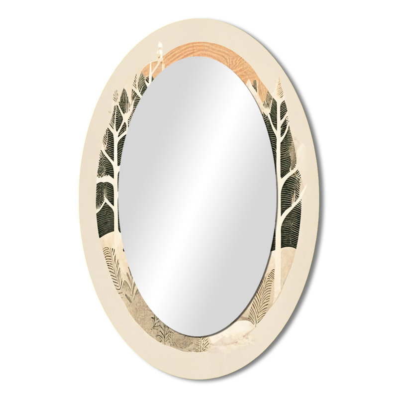Majestic Deer In The Winter Woods I - Traditional Oval Wall Mirror, 36" x 24"