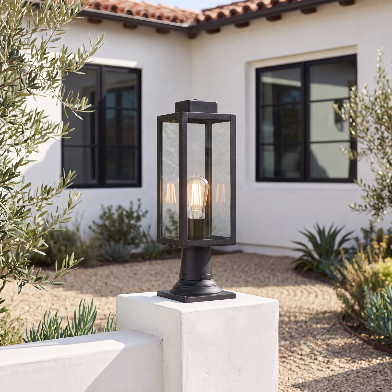 6" Iron Outdoor Lantern Post Light