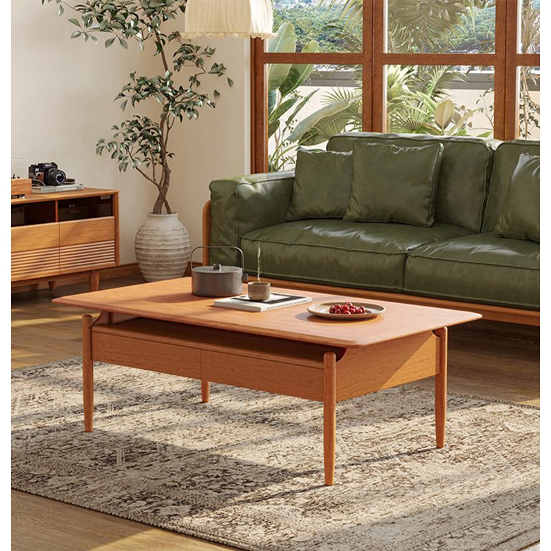 Multifunctional solid wood coffee table, 17.72" H x 51.18" L x 23.62" W
