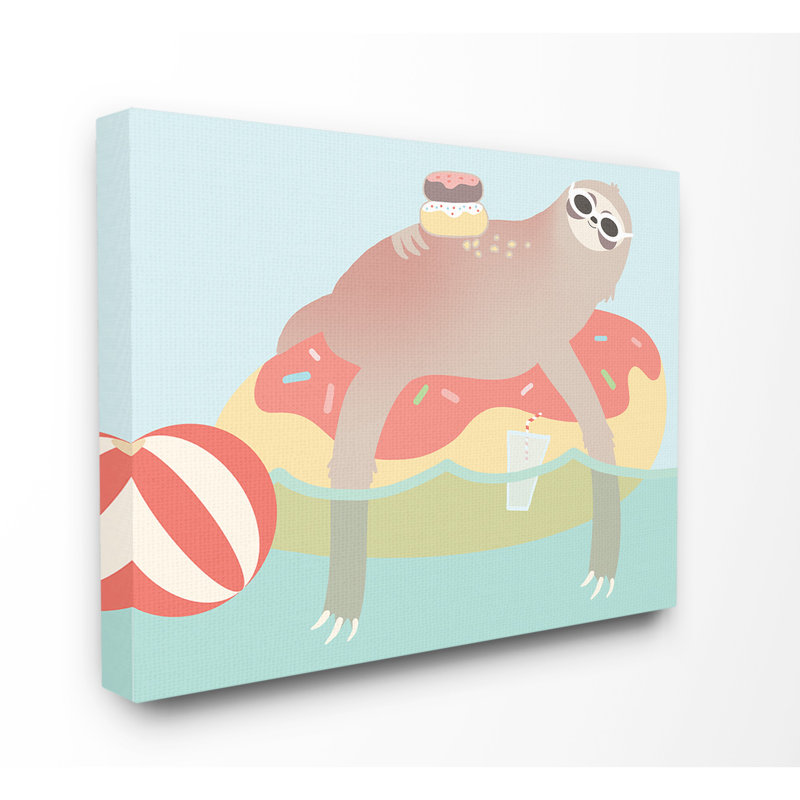 Haman Cartoon Lazy Sloth, Canvas, 30" H x 24" W x 1.5" D