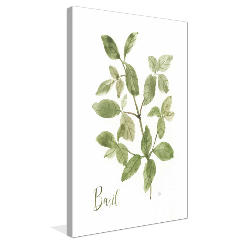 Herbe et basilic - Peinture, L 18 po x H 30 po, Toile tendue