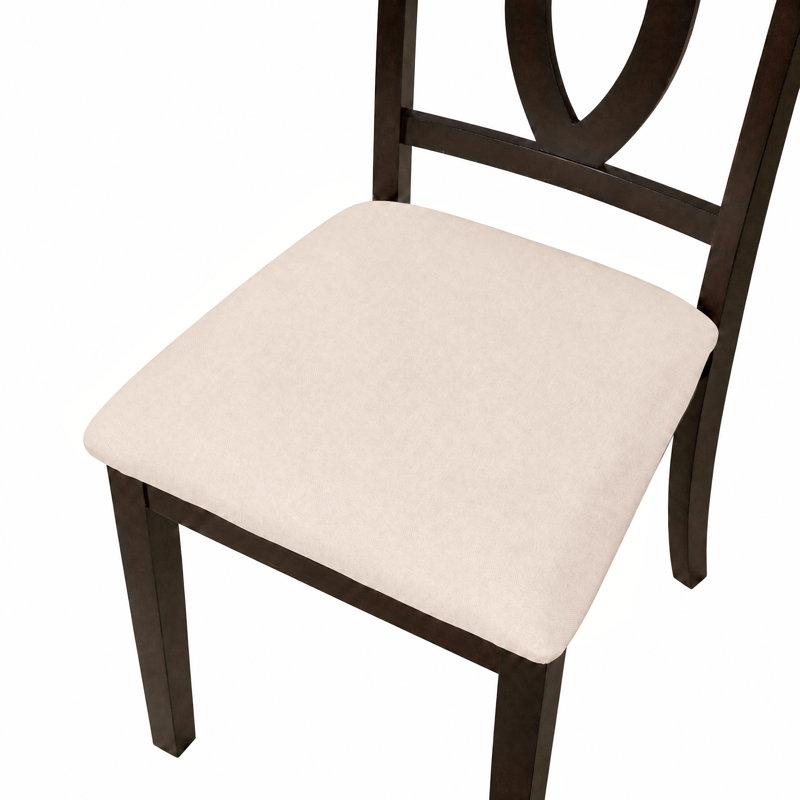 Ensemble de chaises de salle à manger rembourrées Haven avec dossier ovale ajouré et pieds en bois d'hévéa, Marron foncé