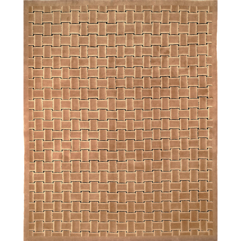 Tibetan Taupe/Black Basketweave Rug, Rectangle 5' x 7'6"