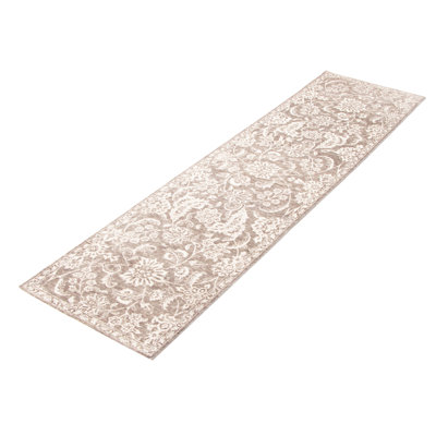 Tapis gris héritage noué à la main de conception unique 2 pi 7 po x 10 pi 2 po