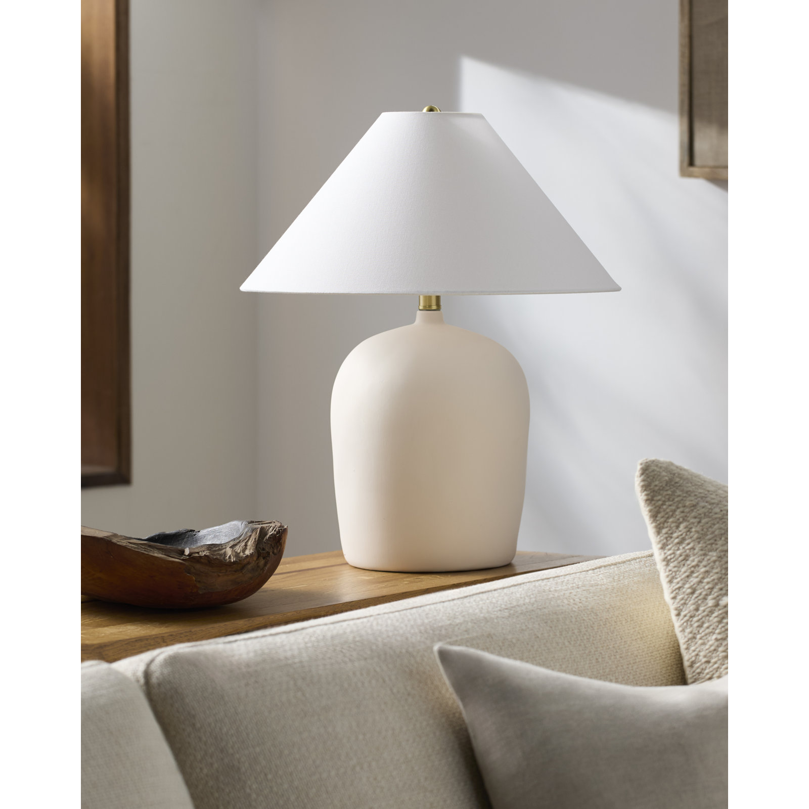 Danica Ceramic Table Lamp, Off White, White Linen Empire