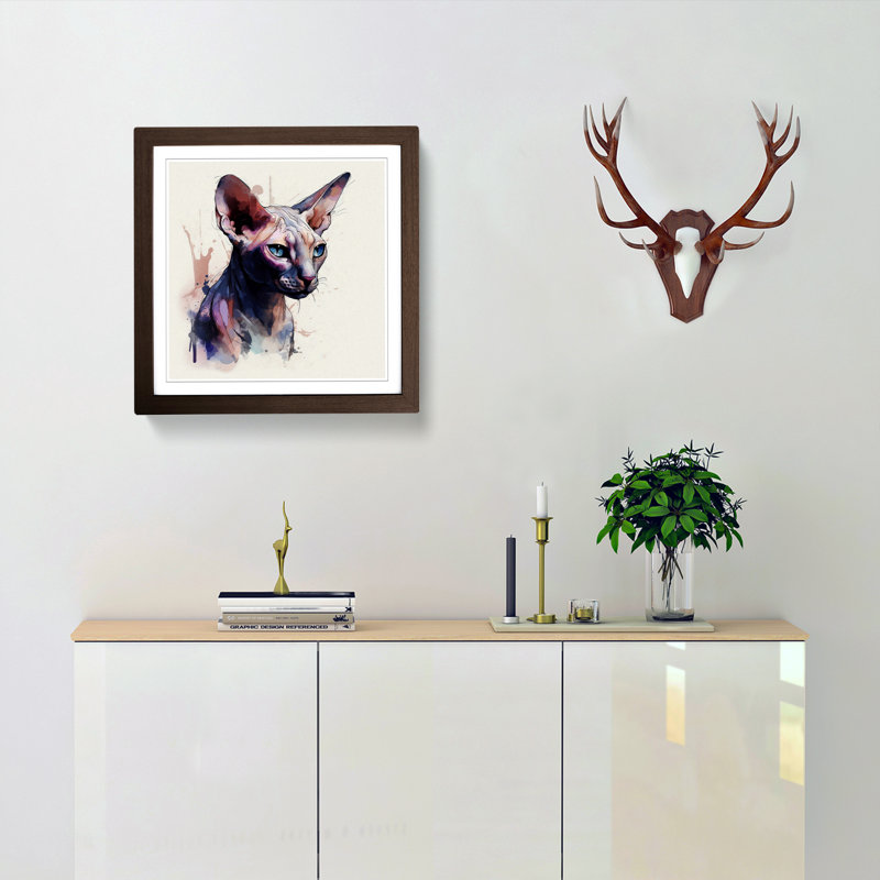 Sphynx Cat Gestural - Framed Print