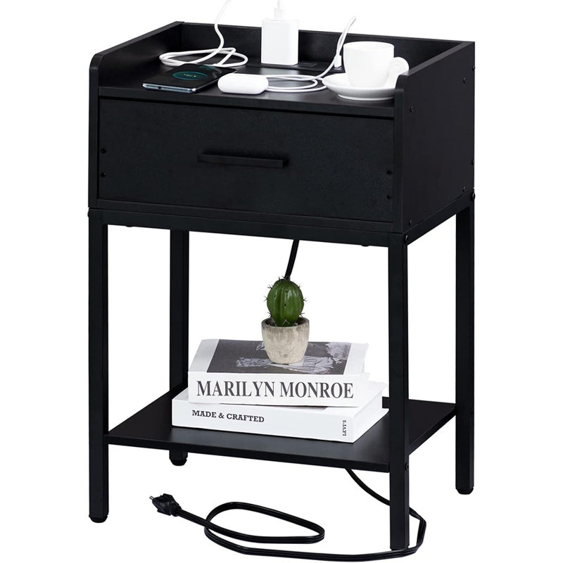 Table de chevet avec station de charge et ports USB, 3 ...