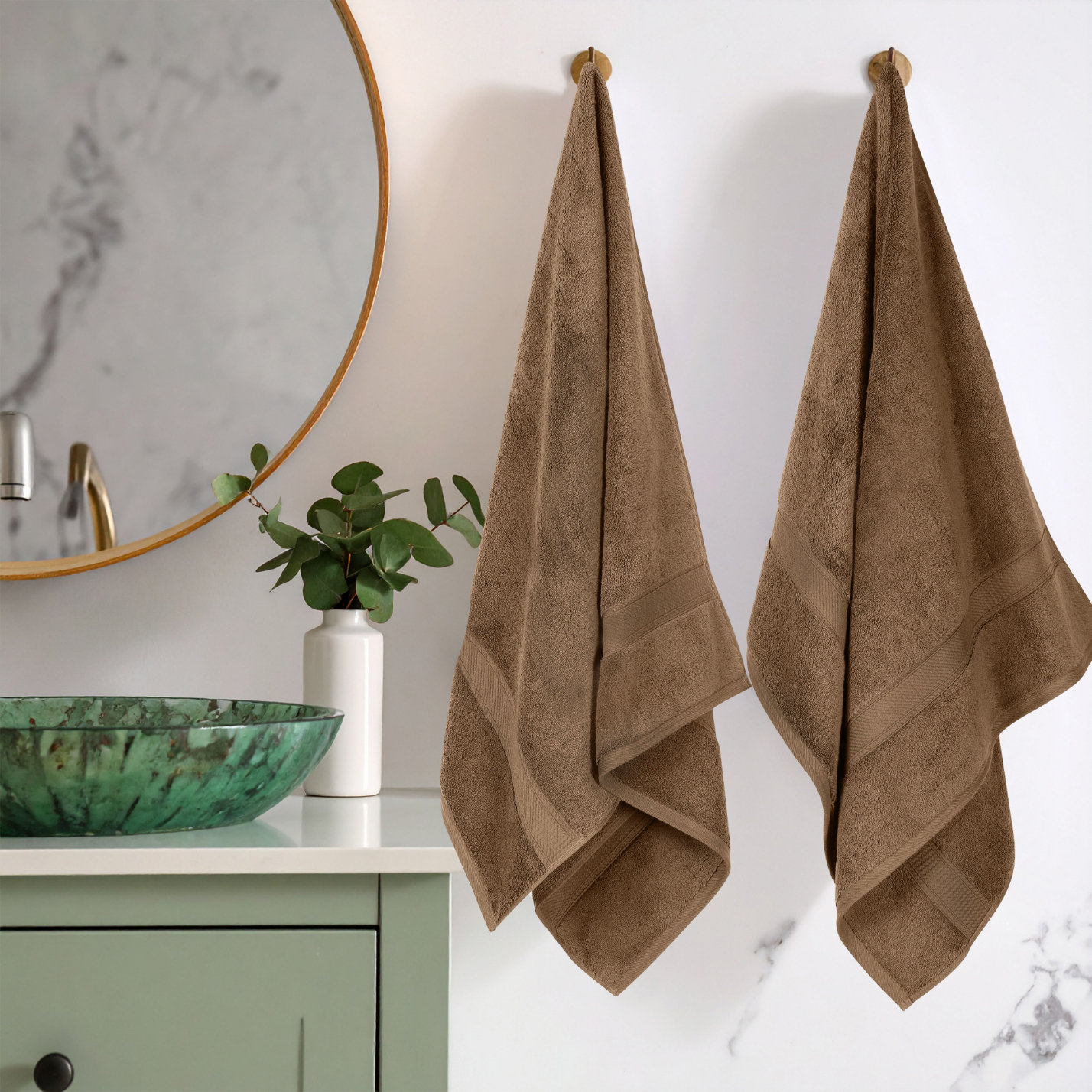 2-Piece Egyptian Cotton Bath Towel Set, Latte