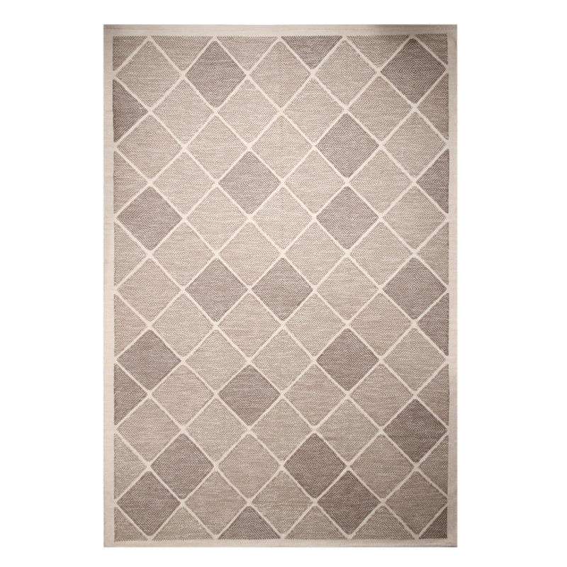 Rug & Kilim’S Scandinavian-Inspired Morocco Diamond Beige-Brown Natural Wool Rug, Rectangle 10' x 14'