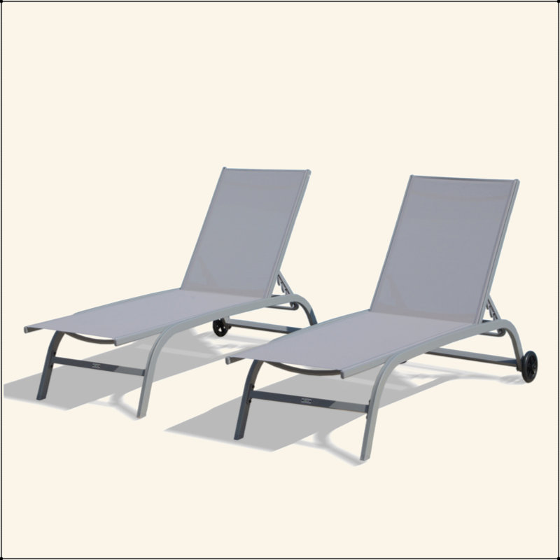 Mayrelin Outdoor Metal Chaise Lounge Set, Gray