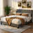 Velvet Platform Bed Frame With Upholstered Headboard-1378920816-1378920818