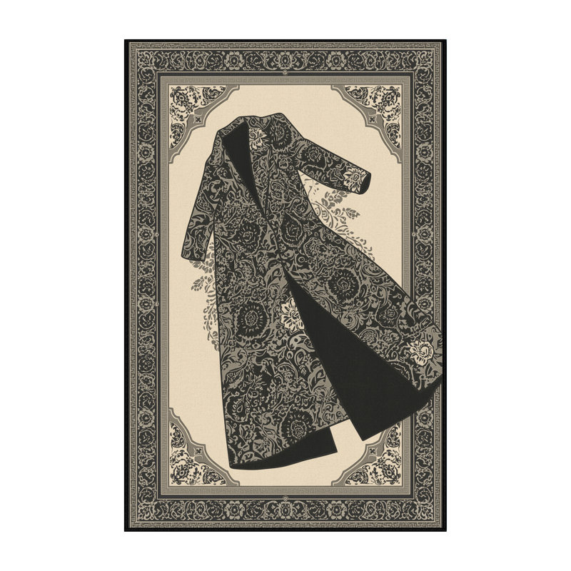Tapis oriental noir classique Benson lavable à la machine - reliure noire, 6 X 9