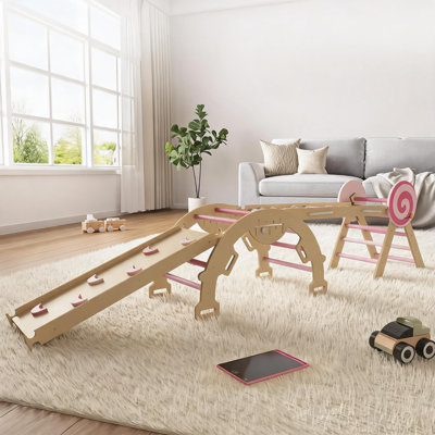 Échelle d'escalade 4 en 1 pour tout-petits, ensemble d'escalade pour salle de jeux, salle de jeux pour enfants, style scandinave, coloré, cadeau de Noël / anniversaire / vacances