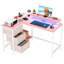Bureau en L avec prises de courant, bureau d'ordinateur avec tiroirs, tablettes, pour les jeux, le travail en coin, le bureau personnel, le bureau-1119516323