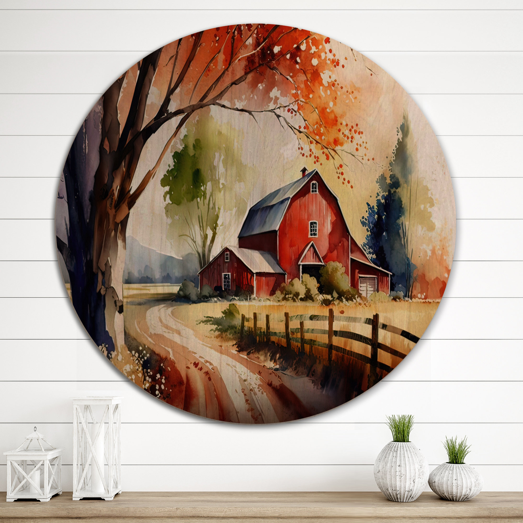 Rosalind Wheeler Calm Red Barn In Spring VI - Farmhouse / Country Wood ...