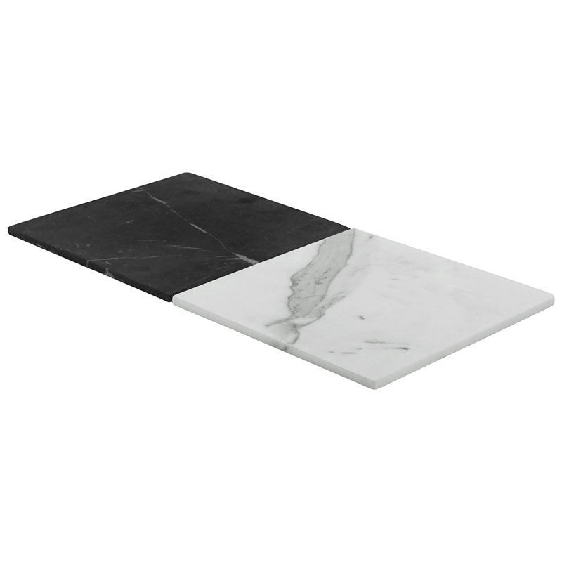 Avanti 12 in. x 12 in. Tumbled Marble Checkerboard 12 in. x 12 in. Polished Marble Tile, Nero and Calacatta Gold